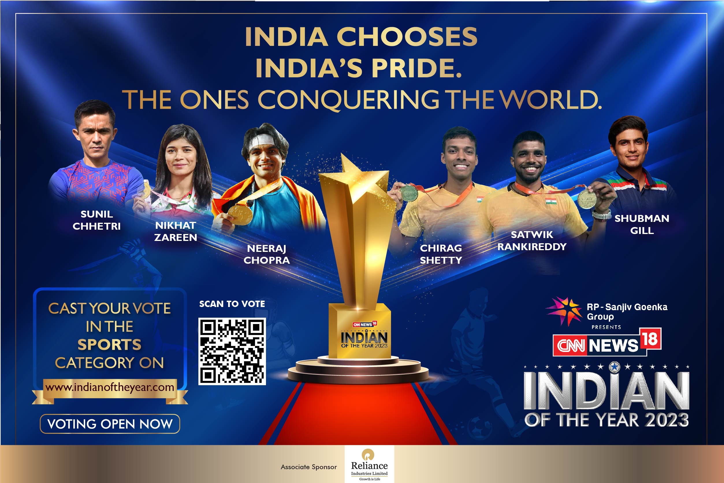 Vote for your favourite Sportsperson at ‘CNN-News18 Indian of the Year 2023’