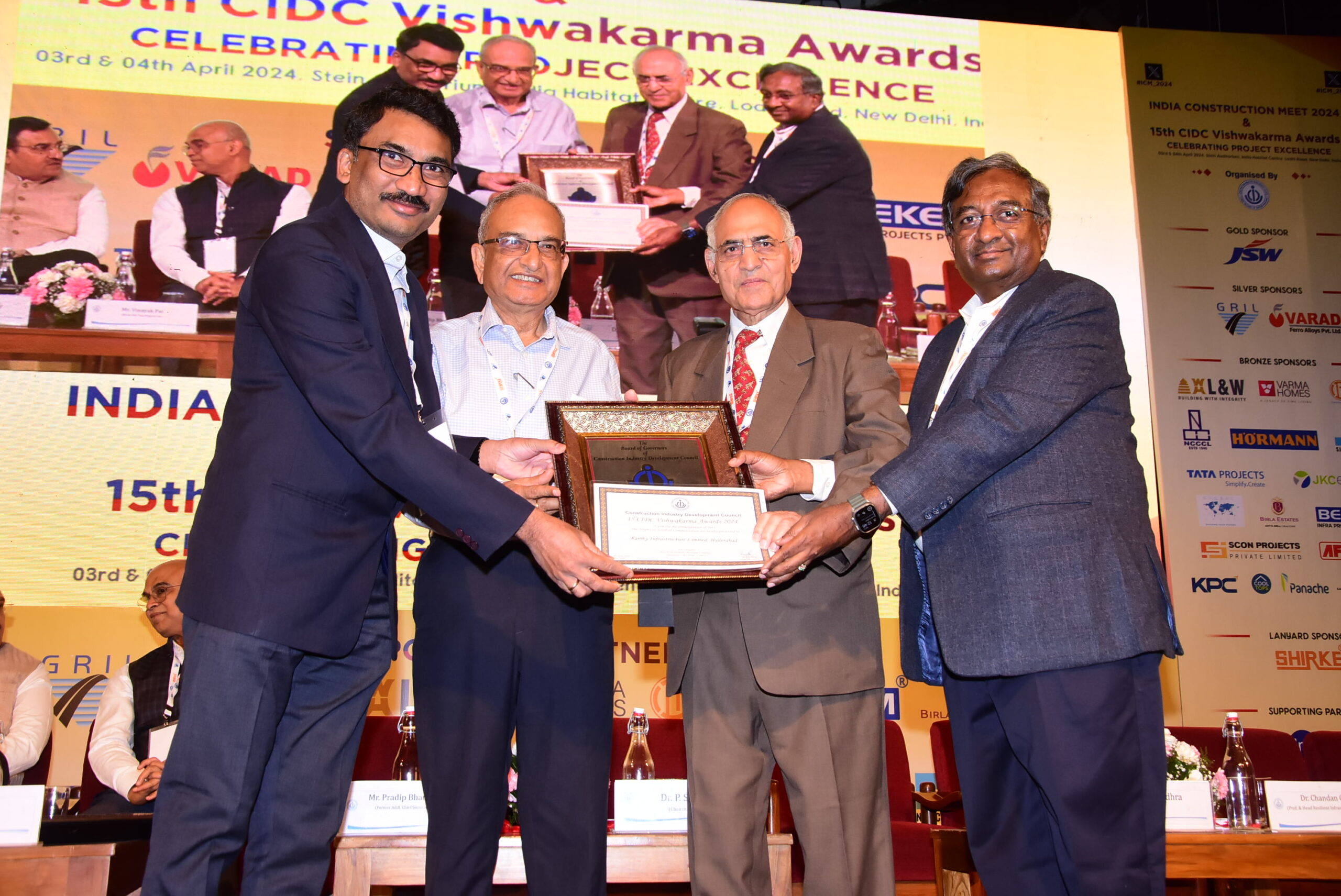 Mumbai, 5th April 2024: Ramky Infrastructure Limited proudly announces its remarkable achievements at the 15th CIDC Vishwakarma Awards 2024, organized by the Construction Industry Development Council (CIDC). The company has been honored across multiple categories, underscoring its commitment to excellence, sustainability, and social impact in the construction domain. Established jointly by the Planning Commission (now Niti Ayog) and the Indian construction industry, CIDC serves as an umbrella organization for the construction sector in India. The Vishwakarma Awards, initiated in 2009, aim to celebrate and honor the remarkable achievements and contributions of industry players across various categories. Ramky Infrastructure Limited’s outstanding contributions to the industry earned the company multiple recognitions at the prestigious ceremony, as follows: Achievement Award for Best Construction Projects: Acknowledging the exemplary efforts in the Treatment and Disposal of Legacy Leachate until Restoration and Stabilization of ponds adjacent to IMSWM plant, Jawahar Nagar, Hyderabad. Achievement Award for Creating Social Development and Impact: Recognizing the significant social development initiatives undertaken by the company, and its steadfast commitment to sustainable development through impactful initiatives. Achievement Award for Best Professionally Managed Company: Commending Ramky Infrastructure Limited's exceptional professionalism and management practices in the construction domain. Achievement Award for Construction Health, Safety & Environment: Highlighting the company's unwavering focus on ensuring health, safety, and environmental sustainability in its recent landmark project, “Ramky One Odyssey”: These accolades underscore Ramky Infrastructure Limited's relentless pursuit of excellence and innovation in the construction industry. The company's holistic approach, integrating quality assurance with social responsibility and environmental stewardship, has been duly recognized by CIDC. Mr. Yancharla Rathnakara Nagaraja, Managing Director, Ramky Infrastructure Limited expressed gratitude for the recognition and reiterated the company's commitment to sustainable growth and inclusive development. He stated, "These awards reaffirm our dedication to delivering excellence while upholding the highest standards of social responsibility and environmental stewardship. We remain steadfast in our mission to contribute positively to society and the construction industry." Ramky Infrastructure Limited extends heartfelt thanks to CIDC for the honor bestowed upon them, and pledges to continue its commitment to setting new benchmarks in the construction industry through innovation, sustainability, and social impact.